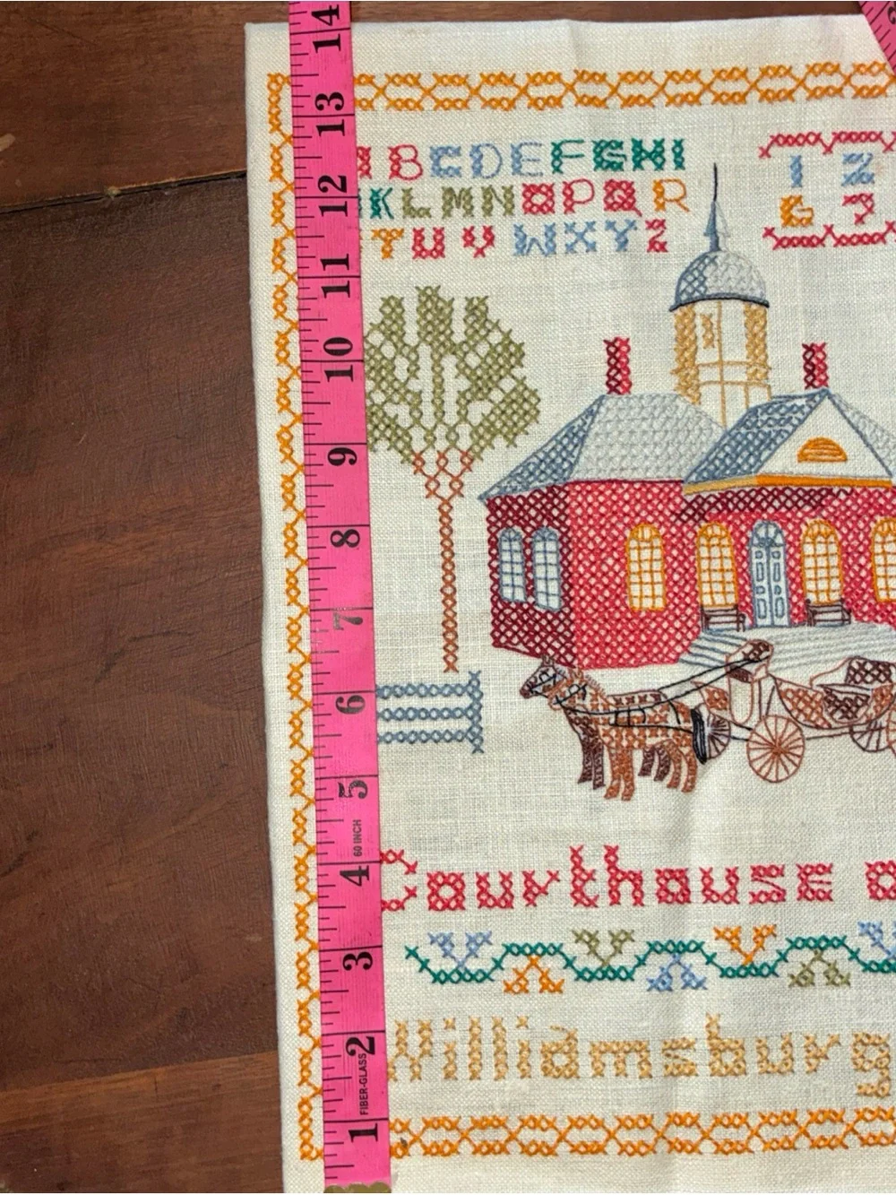 Red Courthouse Embroidered Wall Art — Unbranded